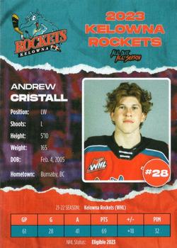 2022-23 Kelowna Rockets (WHL) #NNO Andrew Cristall Back