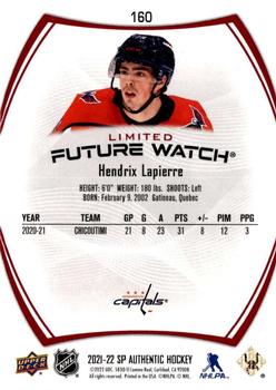 2021-22 SP Authentic - Limited Red #160 Hendrix Lapierre Back