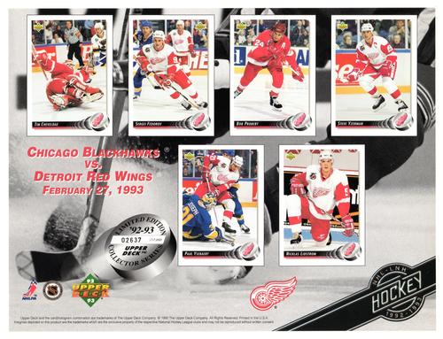 1992-93 Upper Deck - Commemorative Sheets #NNO Detroit Red Wings Front