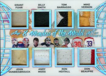 2022 Leaf Art of Hockey - 8 Wonders of the World Silver Spectrum Holofoil #8WW-06 Grant Fuhr / John Vanbiesbrouck / Billy Smith / Andy Moog / Tom Barrasso / Ron Hextall / Mike Vernon / Don Beaupre Front