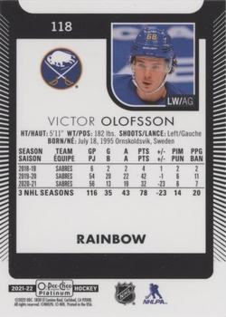 2021-22 O-Pee-Chee Platinum - Rainbow #118 Victor Olofsson Back