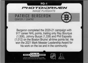 2021-22 O-Pee-Chee Platinum - Photo Driven #PD-1 Patrice Bergeron Back