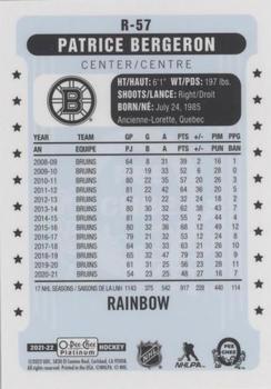 2021-22 O-Pee-Chee Platinum - Retro Rainbow #R-57 Patrice Bergeron Back