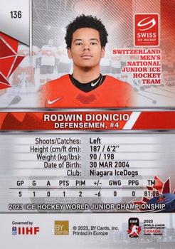 2023 BY Cards IIHF World Junior Championship #136 Rodwin Dionicio Back