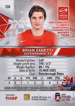 2023 BY Cards IIHF World Junior Championship #138 Brian Zanetti Back