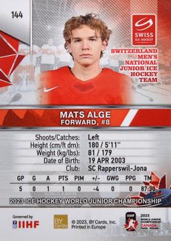2023 BY Cards IIHF World Junior Championship #144 Mats Alge Back