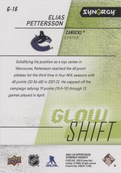2022-23 Upper Deck Synergy - Glow Shift #G-16 Elias Pettersson Back