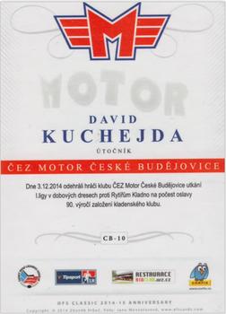 2014-15 CEZ Motor Ceske Budejovice - Dealer's Pick Autograph #CB-10 David Kuchejda Back