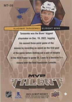 2023-24 Upper Deck MVP - 20th Anniversary MVP Talent #MT-58 Vladimir Tarasenko Back