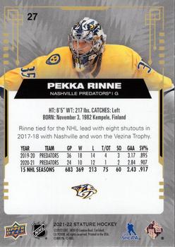 2021-22 Upper Deck Stature - Green #27 Pekka Rinne Back