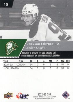 2022-23 Upper Deck CHL #12 Jackson Edward Back