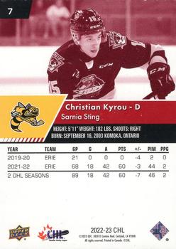 2022-23 Upper Deck CHL - Exclusives #7 Christian Kyrou Back