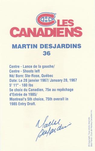 1989-90 Montreal Canadiens #NNO Martin Desjardins Back