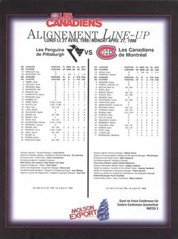1998-99 Montreal Canadiens Line-Up Sheets #NNO Scott Thornton Back
