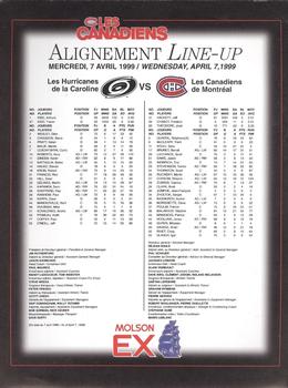 1998-99 Montreal Canadiens Line-Up Sheets #NNO Sergei Zholtok Back