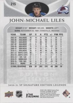 2020-21 SP Signature Edition Legends - Silver Script #215 John-Michael Liles Back
