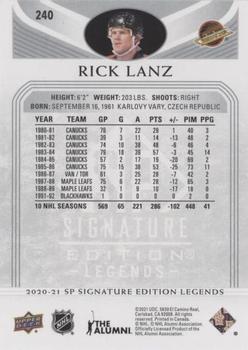 2020-21 SP Signature Edition Legends - Silver Script #240 Rick Lanz Back