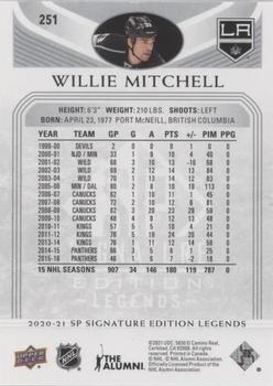 2020-21 SP Signature Edition Legends - Silver Script #251 Willie Mitchell Back