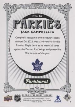 2022-23 Parkhurst - Parkies #PK-16 Jack Campbell Back