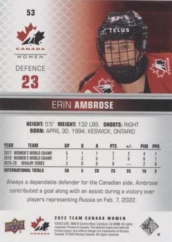 2022-23 Upper Deck Team Canada Juniors - Blue #53 Erin Ambrose Back