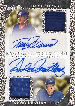 2022-23 Leaf In The Game Used - In The Game Used Dual Auto Silver Sparkle #GUD-20 Teemu Selanne / Anders Hedberg Front