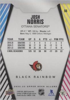 2022-23 Upper Deck Allure - Black Rainbow #55 Josh Norris Back