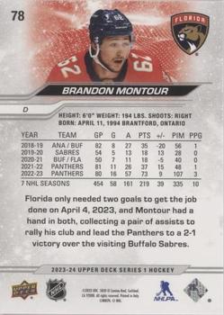 2023-24 Upper Deck - Outburst Silver #78 Brandon Montour Back