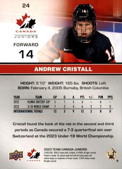 2023 Upper Deck Team Canada Juniors - Red Patterned Foilboard #24 Andrew Cristall Back