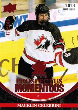 2023 Upper Deck Team Canada Juniors - Prospectus Momentous - Electric Red #PM-8 Macklin Celebrini Front
