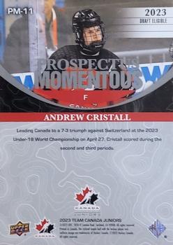 2023 Upper Deck Team Canada Juniors - Prospectus Momentous - Electric Red #PM-11 Andrew Cristall Back