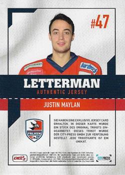 2017-18 Playercards (DEL2) - Letterman #NNO Justin Maylan Back