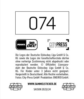 2023-24 Playercards Stickers (DEL) #074 Felix Scheel Back