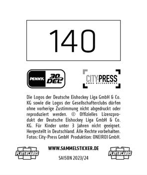 2023-24 Playercards Stickers (DEL) #140 Patrik Virta Back
