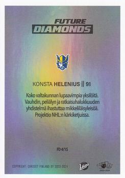 2023-24 Cardset Finland - Future Diamonds #FD 4 Konsta Helenius Back
