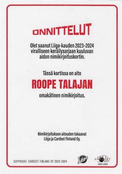 2023-24 Cardset Finland - Signature Limited Edition #NNO Roope Talaja Back