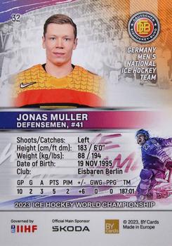 2023 BY Cards IIHF World Championship #32 Jonas Muller Back