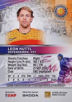 2023 BY Cards IIHF World Championship #34 Leon Huttl Back