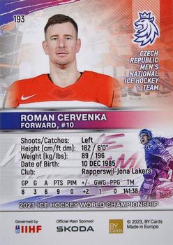 2023 BY Cards IIHF World Championship #193 Roman Cervenka Back