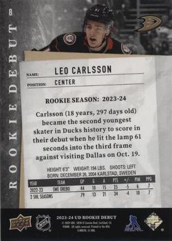 2023-24 Upper Deck Rookie Debut - Red #8 Leo Carlsson Back