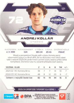 2023-24 SportZoo Tipsport ELH #121 Andrej Kollár Back
