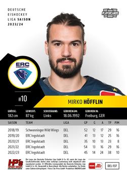 2023-24 Playercards (DEL) #137 Mirko Höfflin Back