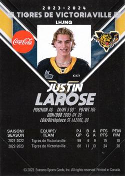 2023-24 Extreme Victoriaville Tigers (QMJHL) #NNO Justin Larose Back