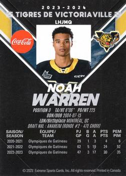 2023-24 Extreme Victoriaville Tigers (QMJHL) #NNO Noah Warren Back