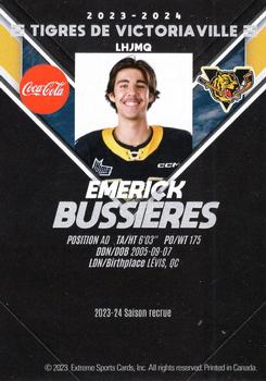 2023-24 Extreme Victoriaville Tigers (QMJHL) #NNO Emerick Bussieres Back