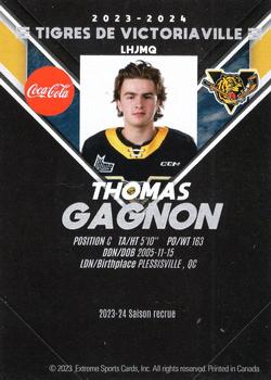 2023-24 Extreme Victoriaville Tigers (QMJHL) - Autographs #NNO Thomas Gagnon Back