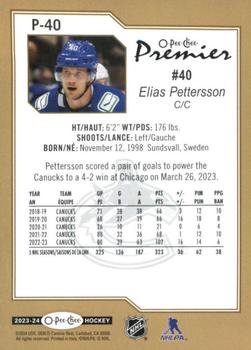 2023-24 O-Pee-Chee - O-Pee-Chee Premier #P-40 Elias Pettersson Back