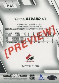 2023-24 O-Pee-Chee - OPC Platinum Previews Matte Pink #P-CB Connor Bedard Back