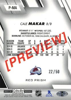 2023-24 O-Pee-Chee - OPC Platinum Previews Red Prism #P-MA Cale Makar Back