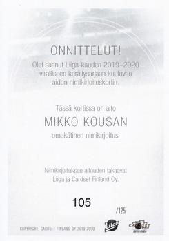 2019-20 Cardset Finland Series 2 - Signature #NNO Mikko Kousa Back