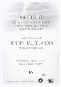 2019-20 Cardset Finland Series 2 - Signature #NNO Henrik Haukeland Back